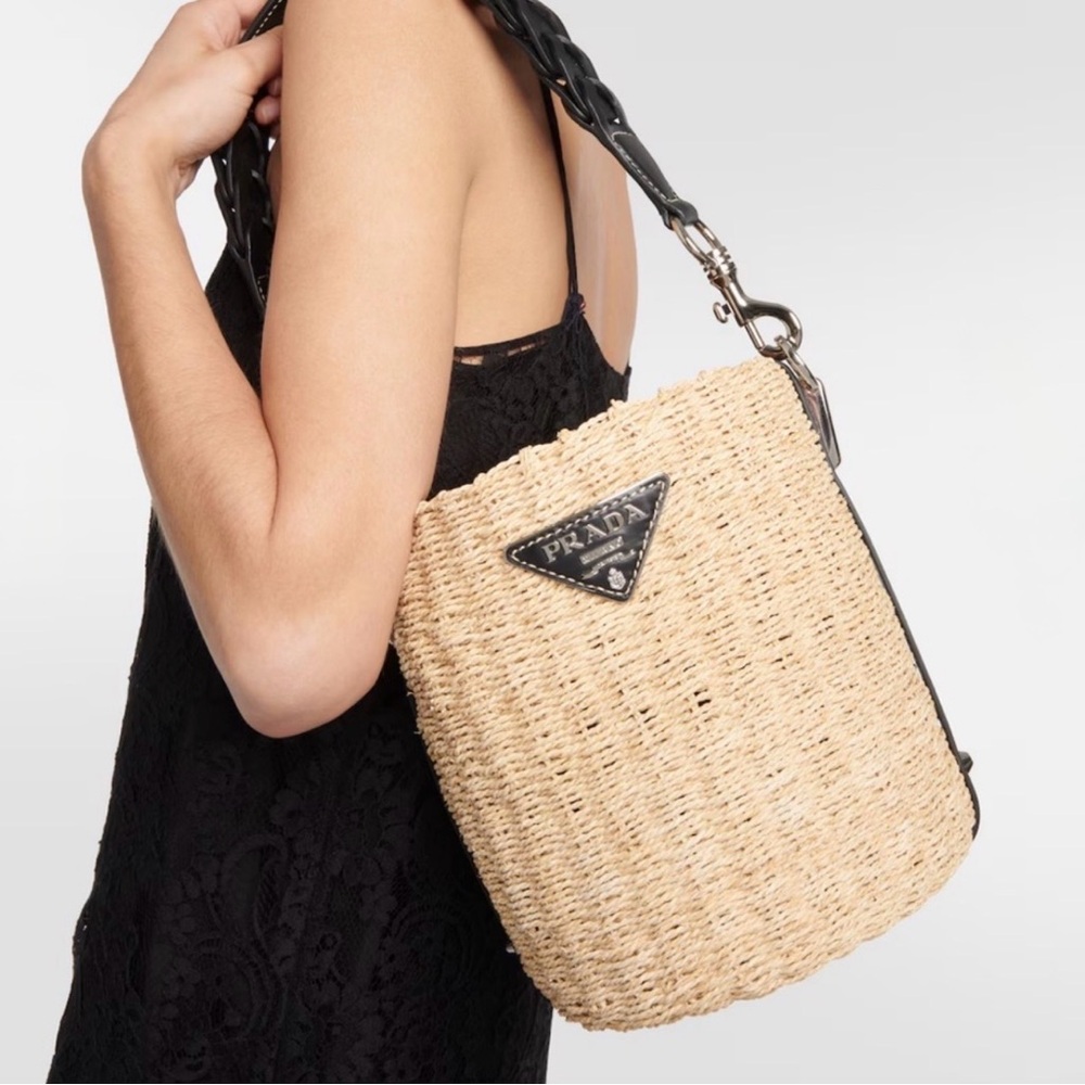 Prada Beige Woven Shoulder Bag